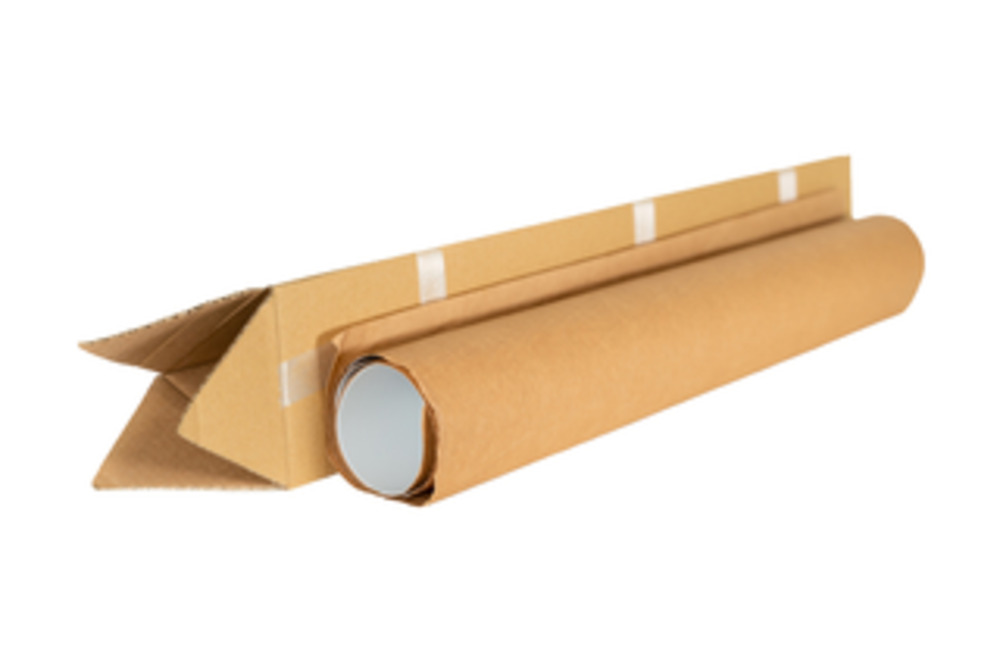Packaging of a archival plastic bag for posters before sending in a carton box.