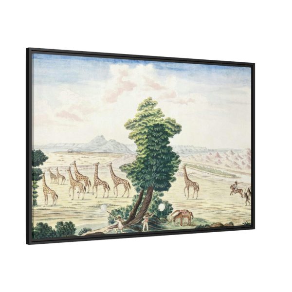 Giraffe-hunt near the Orange River Framed Canvas