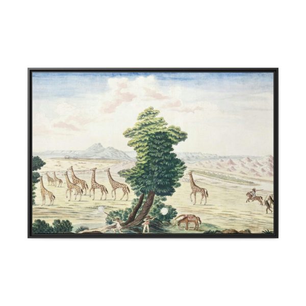 Giraffe-hunt near the Orange River Framed Canvas