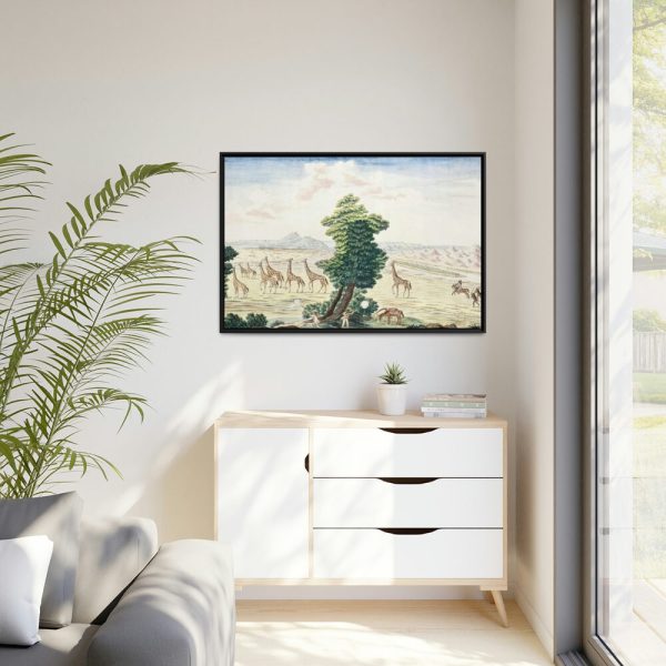 Giraffe-hunt near the Orange River Framed Canvas