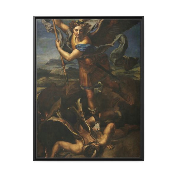 Le Grand Saint Michel War in Heaven by Raffaello Sanzio Framed Canvas