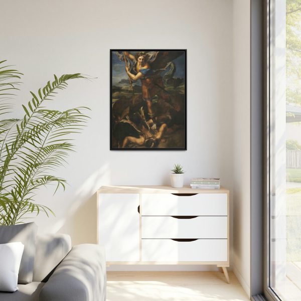 Le Grand Saint Michel War in Heaven by Raffaello Sanzio Framed Canvas
