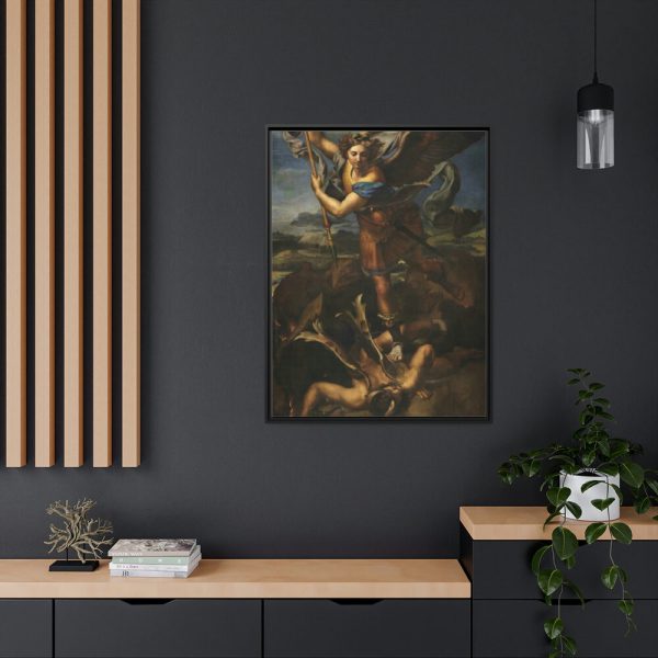 Le Grand Saint Michel War in Heaven by Raffaello Sanzio Framed Canvas