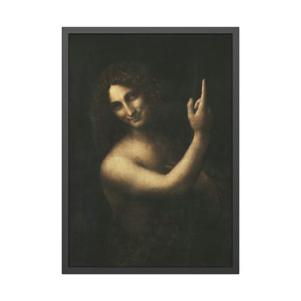 Saint John the Baptist by Leonardo da Vinci Framed Poster