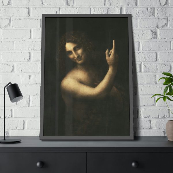 Saint John the Baptist by Leonardo da Vinci Framed Poster