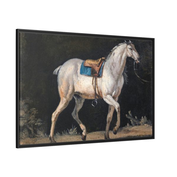 Saddled Gray Horse Walking by Jacques-Laurent Agasse Framed Canvas