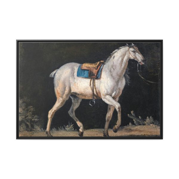 Saddled Gray Horse Walking by Jacques-Laurent Agasse Framed Canvas