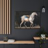 Saddled Gray Horse Walking by Jacques-Laurent Agasse Framed Canvas