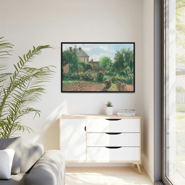 The Artist's Garden at Eragny by Camille Pissarro Framed Canvas