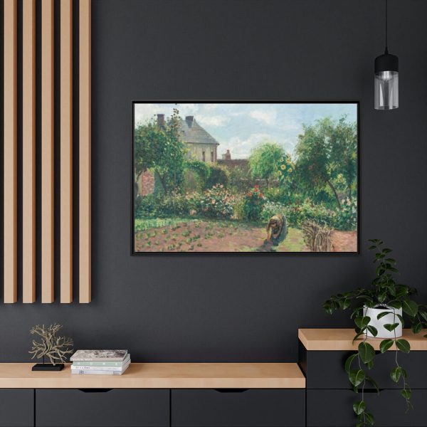 The Artist's Garden at Eragny by Camille Pissarro Framed Canvas