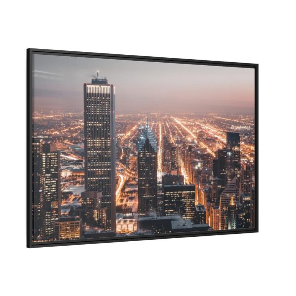 88289-245.jpg Gray High-Rise Building at Night Framed Canvas