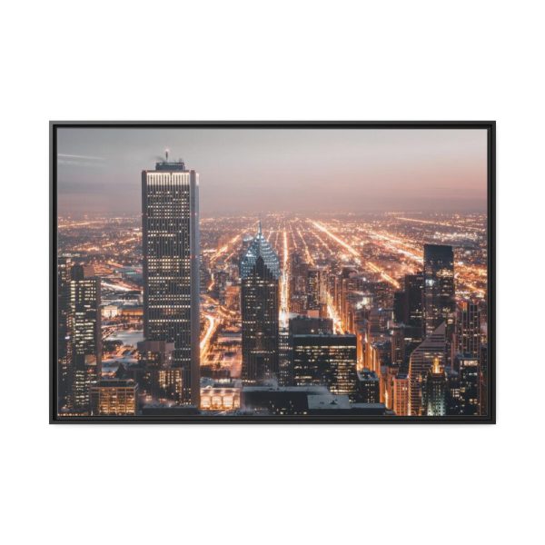 88289-246.jpg Gray High-Rise Building at Night Framed Canvas