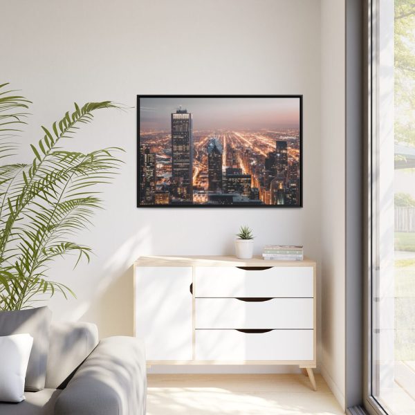 88289-248.jpg Gray High-Rise Building at Night Framed Canvas