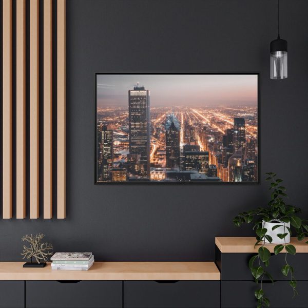 88289-249.jpg Gray High-Rise Building at Night Framed Canvas