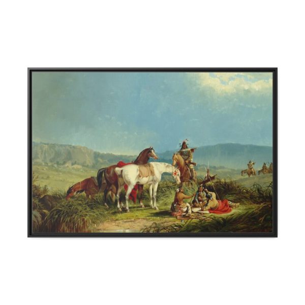 88289-281.jpg Indians Playing Cards by John Mix Stanley Framed Canvas