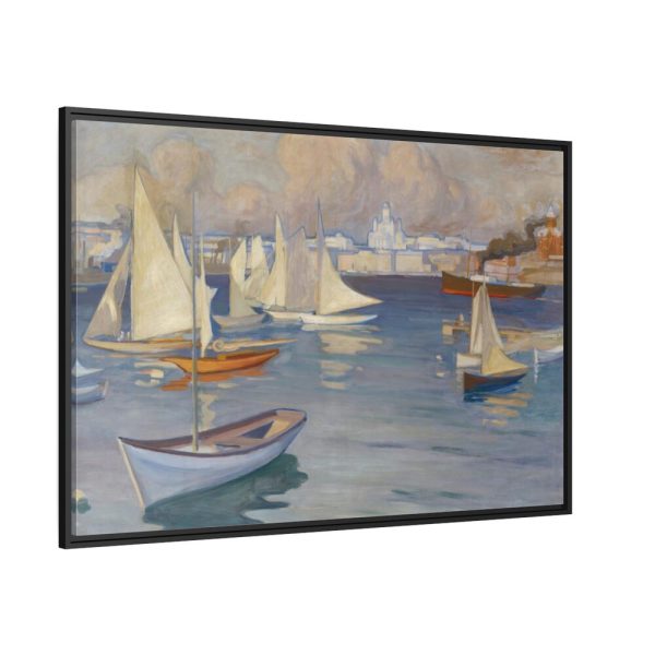 88289-320.jpg The Nyländska Jaktklubben Harbour in Helsinki by Albert Edelfelt Framed Canvas