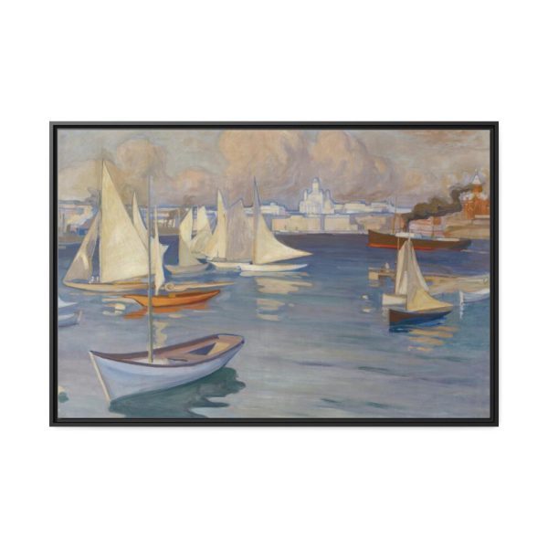 88289-321.jpg The Nyländska Jaktklubben Harbour in Helsinki by Albert Edelfelt Framed Canvas