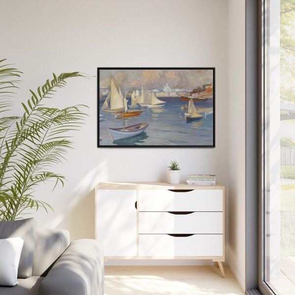 88289-323.jpg The Nyländska Jaktklubben Harbour in Helsinki by Albert Edelfelt Framed Canvas
