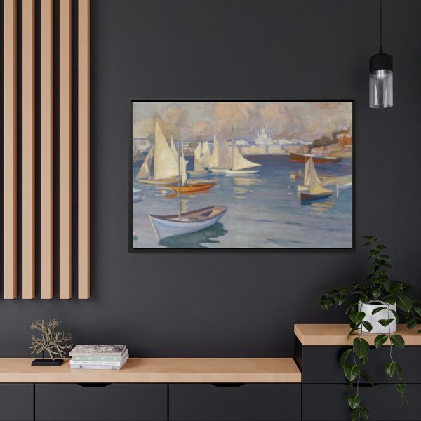 88289-324.jpg The Nyländska Jaktklubben Harbour in Helsinki by Albert Edelfelt Framed Canvas