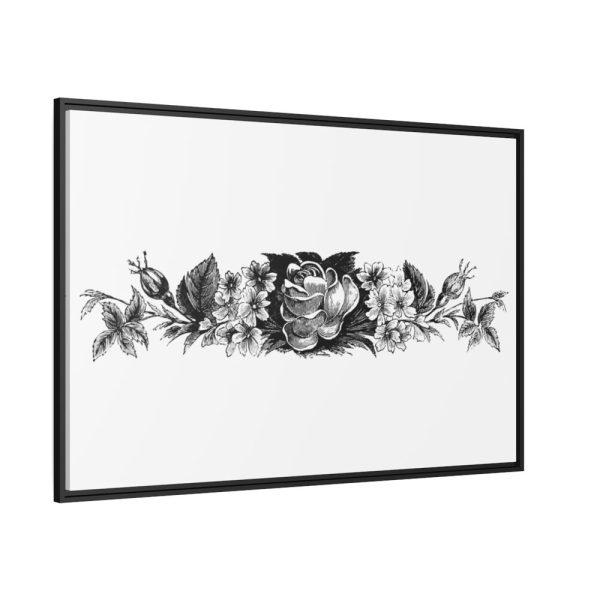 Vintage Victorian Style Blooming Flowers Engraving Framed Canvas