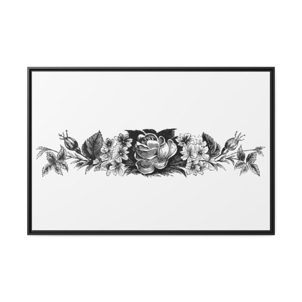 Vintage Victorian Style Blooming Flowers Engraving Framed Canvas