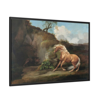 Horse Frightened by a Lion by George Stubbs Framed Canvas