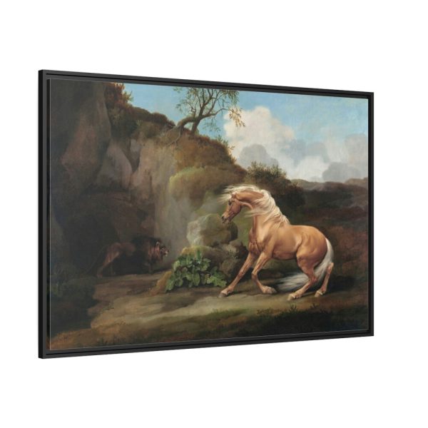 Horse Frightened by a Lion by George Stubbs Framed Canvas
