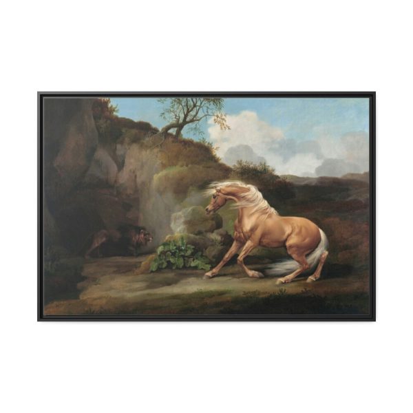 Horse Frightened by a Lion by George Stubbs Framed Canvas