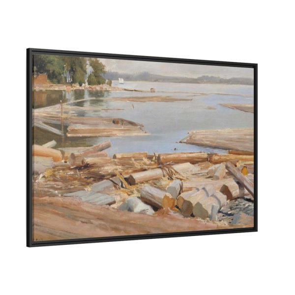 88289-360.jpg Log Raft by Albert Edelfelt Framed Canvas