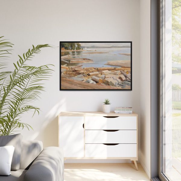 88289-363.jpg Log Raft by Albert Edelfelt Framed Canvas