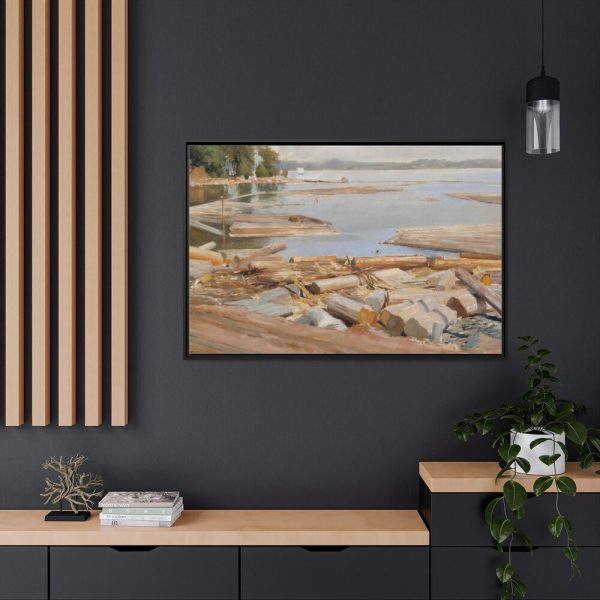 88289-364.jpg Log Raft by Albert Edelfelt Framed Canvas