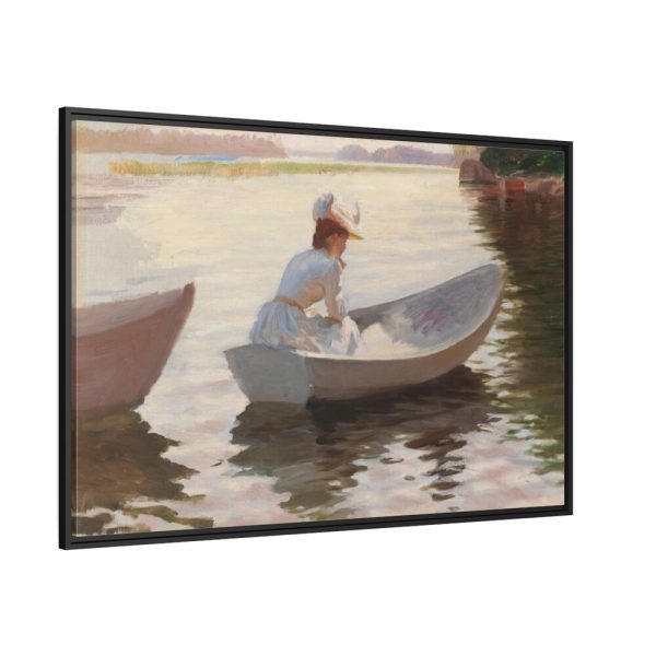 Woman in a Rowing Boat by Albert Edelfelt Framed Canvas