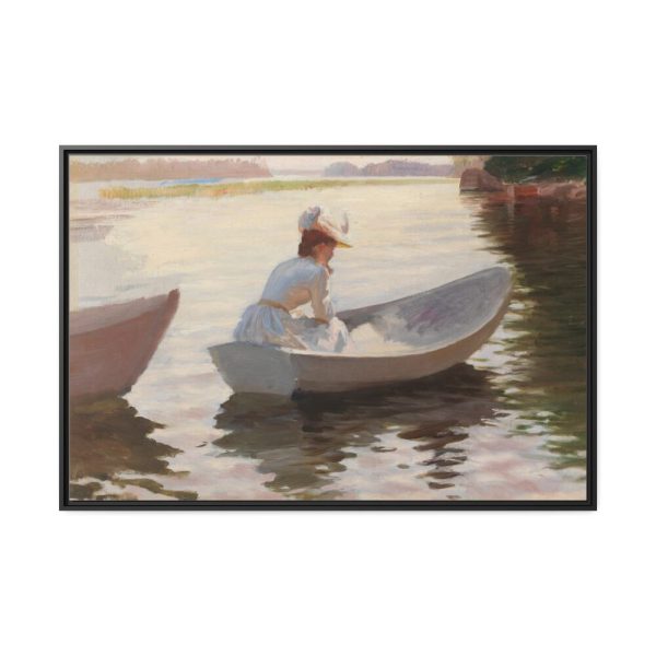 Woman in a Rowing Boat by Albert Edelfelt Framed Canvas