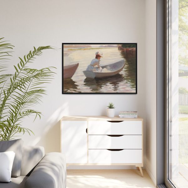 Woman in a Rowing Boat by Albert Edelfelt Framed Canvas