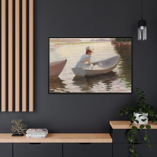 Woman in a Rowing Boat by Albert Edelfelt Framed Canvas