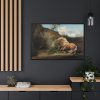 Horse Frightened by a Lion by George Stubbs Framed Canvas