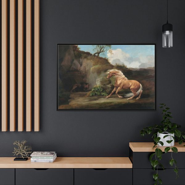 Horse Frightened by a Lion by George Stubbs Framed Canvas
