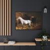 88289-69.jpg A Grey Pony and a Black Charger by Jacques-Laurent Agasse Framed Canvas