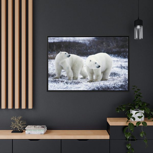Polar Bears Walking Together Framed Canvas