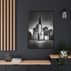 88299-109.jpg City Building Black and White Tower Skyscraper Framed Canvas