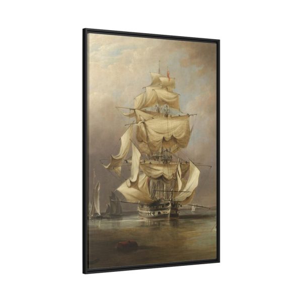 88299-150.jpg H.M.S. Asia Taking in Her Sails by Richard B. B. Framed Canvas