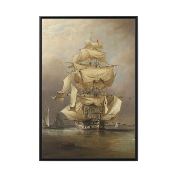 88299-151.jpg H.M.S. Asia Taking in Her Sails by Richard B. B. Framed Canvas