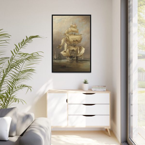 88299-153.jpg H.M.S. Asia Taking in Her Sails by Richard B. B. Framed Canvas