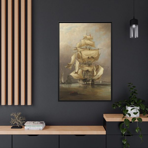 88299-154.jpg H.M.S. Asia Taking in Her Sails by Richard B. B. Framed Canvas