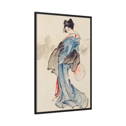 Woman Wearing Kimono by Katsushika Hokusai Framed Canvas