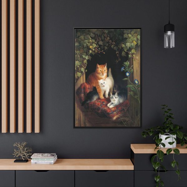 88299-169.jpg Cat with Kittens by Henriëtte Ronner Framed Canvas