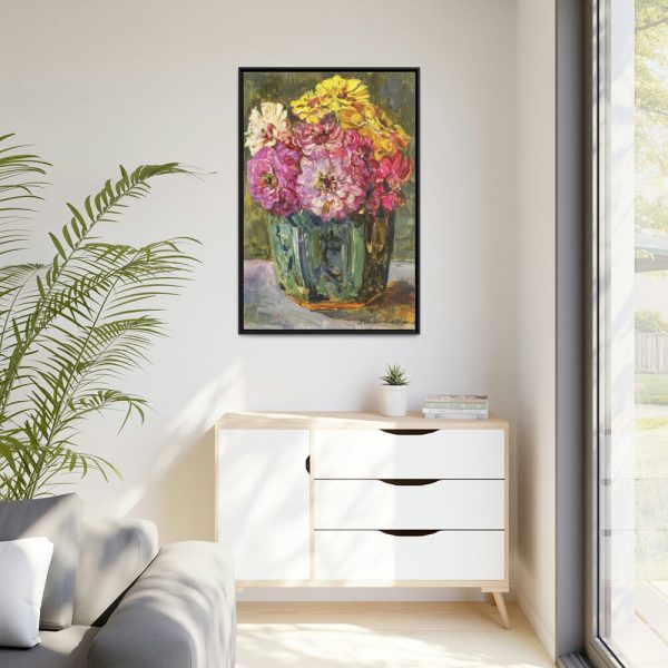 88299-23.jpg Still Life with Zinnias in a Green Jar by Floris Verster Framed Canvas