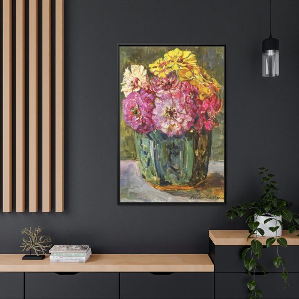 88299-24.jpg Still Life with Zinnias in a Green Jar by Floris Verster Framed Canvas
