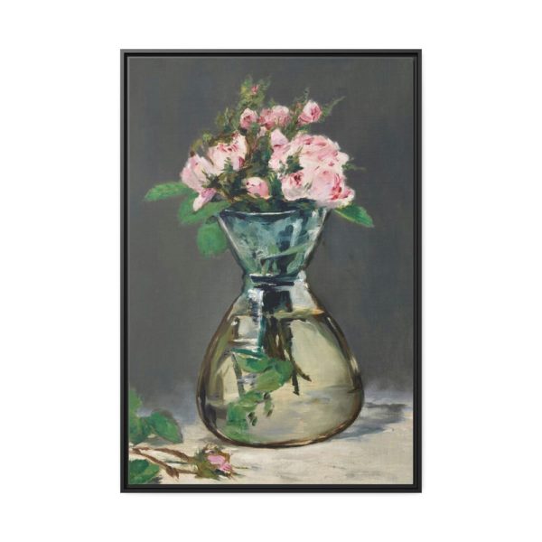 Moss Roses in a Vase by  Edouard Manet Framed Canvas