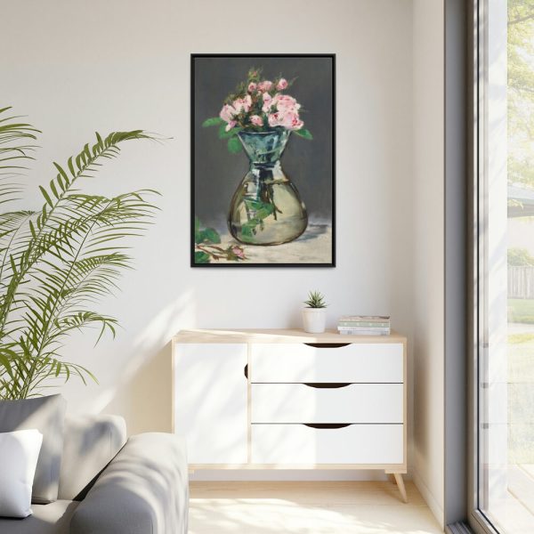 Moss Roses in a Vase by  Edouard Manet Framed Canvas